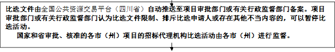 比選文件由全國公共資源交易平臺（四川?。┳詣油扑椭另椖繉徟块T或有關(guān)行政監(jiān)督部門備案。項目審批部門或有關(guān)行政監(jiān)督部門認(rèn)為比選文件限制、排斥比選申請人或存在其他不當(dāng)內(nèi)容的，可以暫停比選活動。
   國家和省審批、核準(zhǔn)的各市（州）項目的招標(biāo)代理機構(gòu)比選活動由各市（州）進行監(jiān)督。


